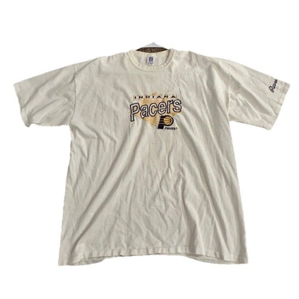 Vintage HANDCRAFTED embroidery Indiana Pacers Logo 7 Shirt Sz 2XL Some Stains